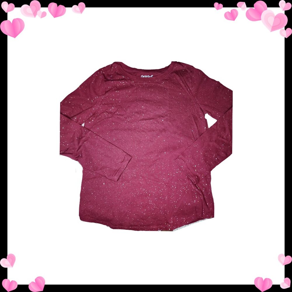 3/$10 - Cat & Jack Girls Long Sleeve Maroon Speckled Top